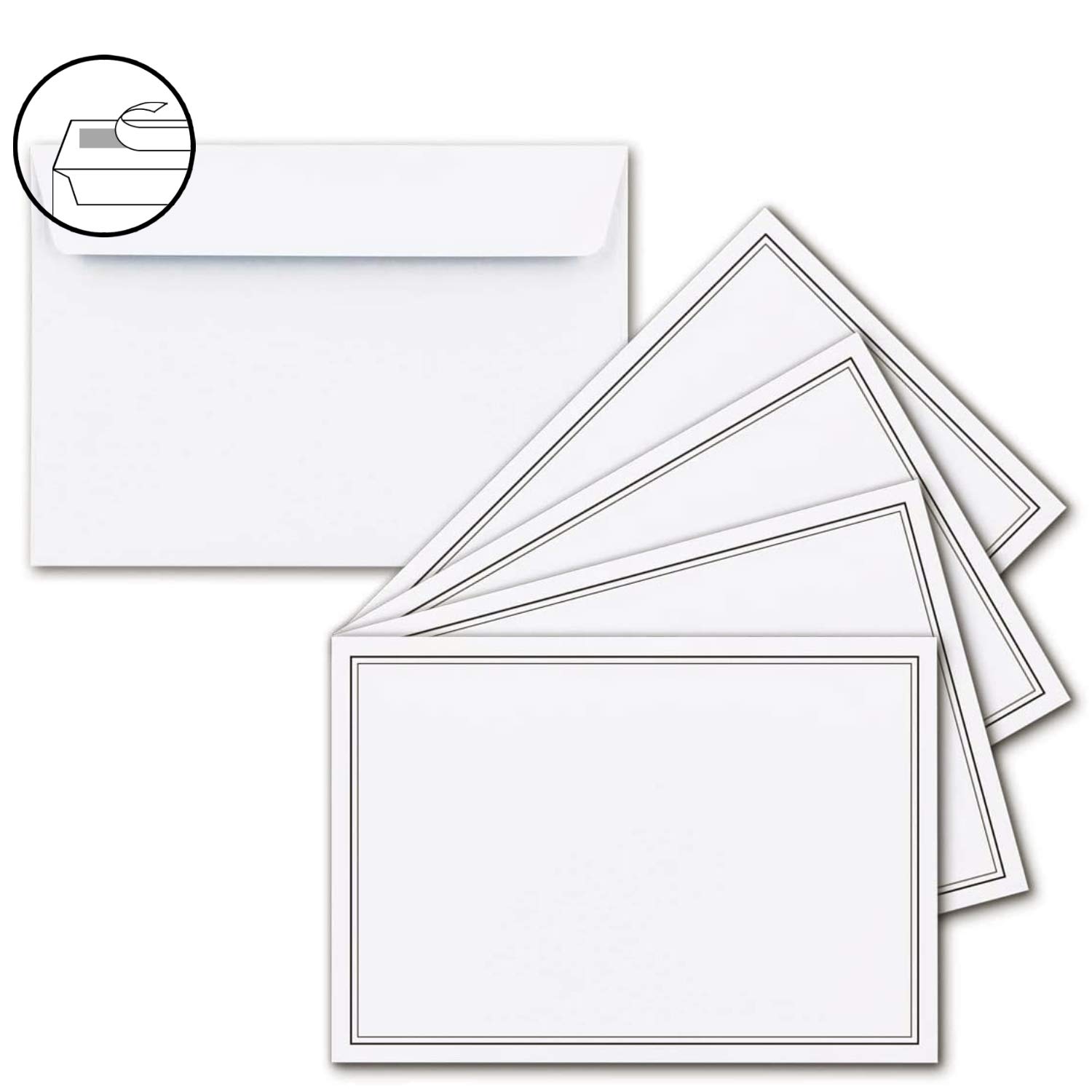 200 x Trauerkarte DIN A6 Motiv Kerzen auf Holz + Trauerumschläge DIN C6 - schwarzer Trauer-Doppelrahmen - 10,5 x 14,8 cm - Doppelkarte bedruckbar - Kondolenz Set für Danksagung, Einladung, Anzeige