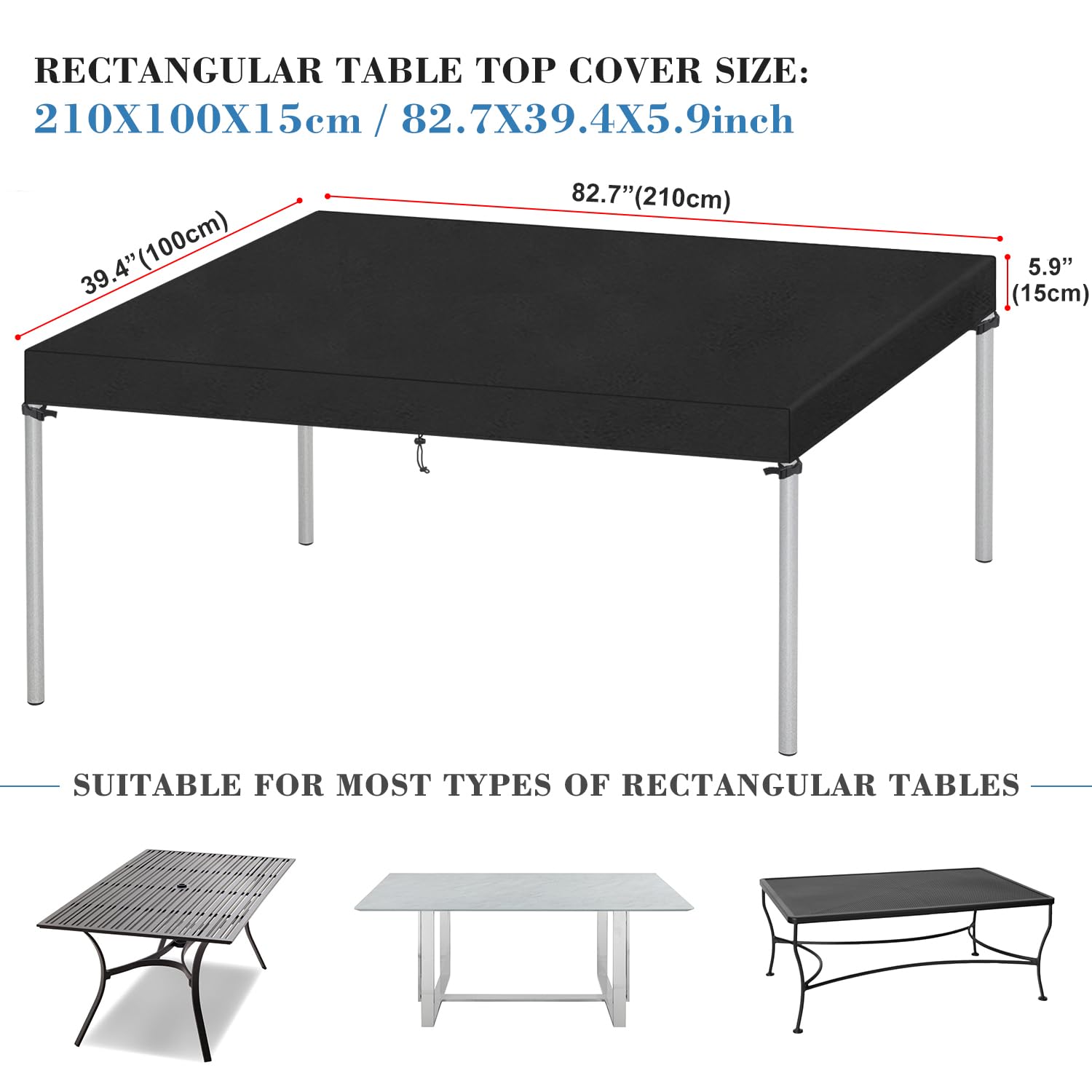 VANSHEIM Bâche Salon De Jardin 140x100x75cm - Housse Table Extérieure Imperméable 420D Oxford Anti-UV Anti-Vent
