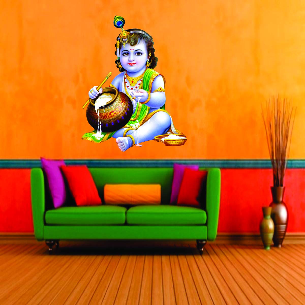 Decor Villa™ PVC Vinyl BAL Krishna 2 3D Wall Sticker JUST Peel & Stick New Modern Art & Trendy Wall Stickers for Home Decoration, Living Room,Office Bedroom etc Size- 58 CM X 45 CM, Multicolor (B07V616JZT) Amazon Price History, Amazon Price Tracker