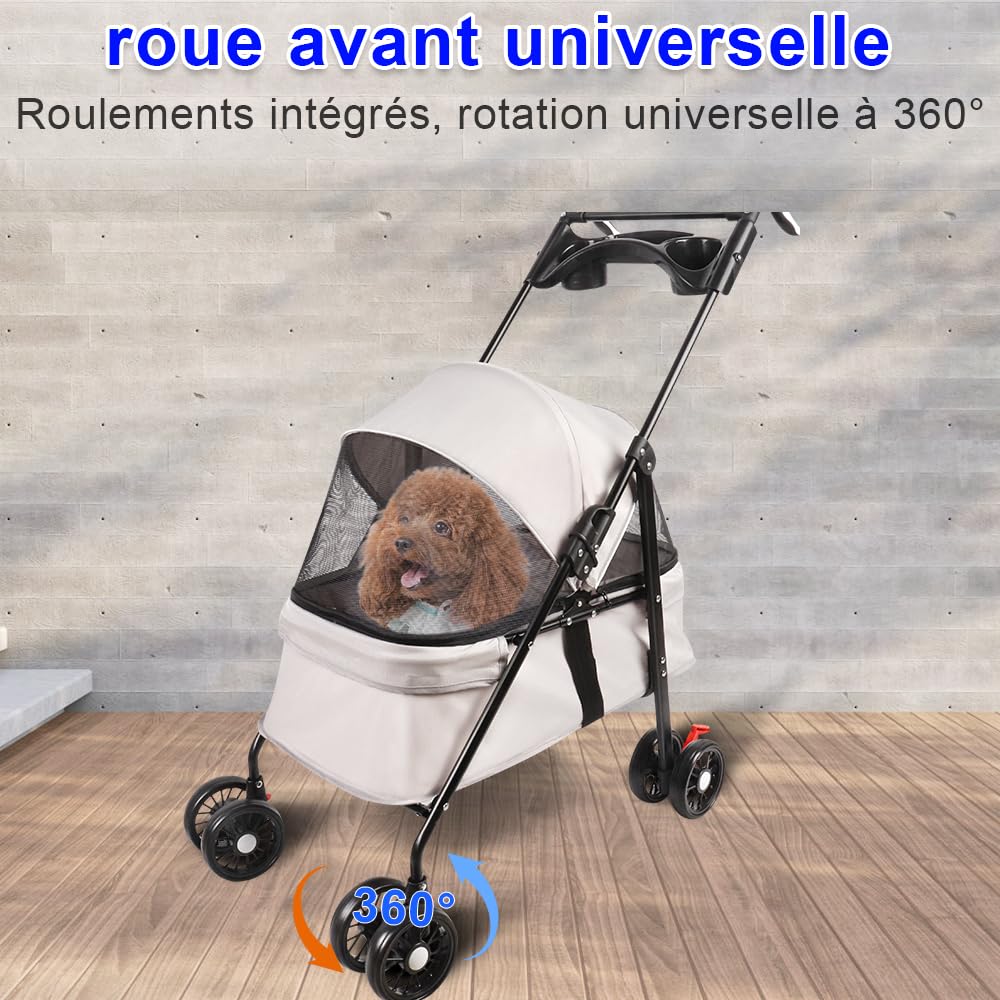 OHMG 3 en 1 cochecito para perro gato mascotas plegable con 4 ruedas EVA manillar, 3 ventana de red, portavasos, para perros pequeños y mayores, carrito para perros con discapacidad