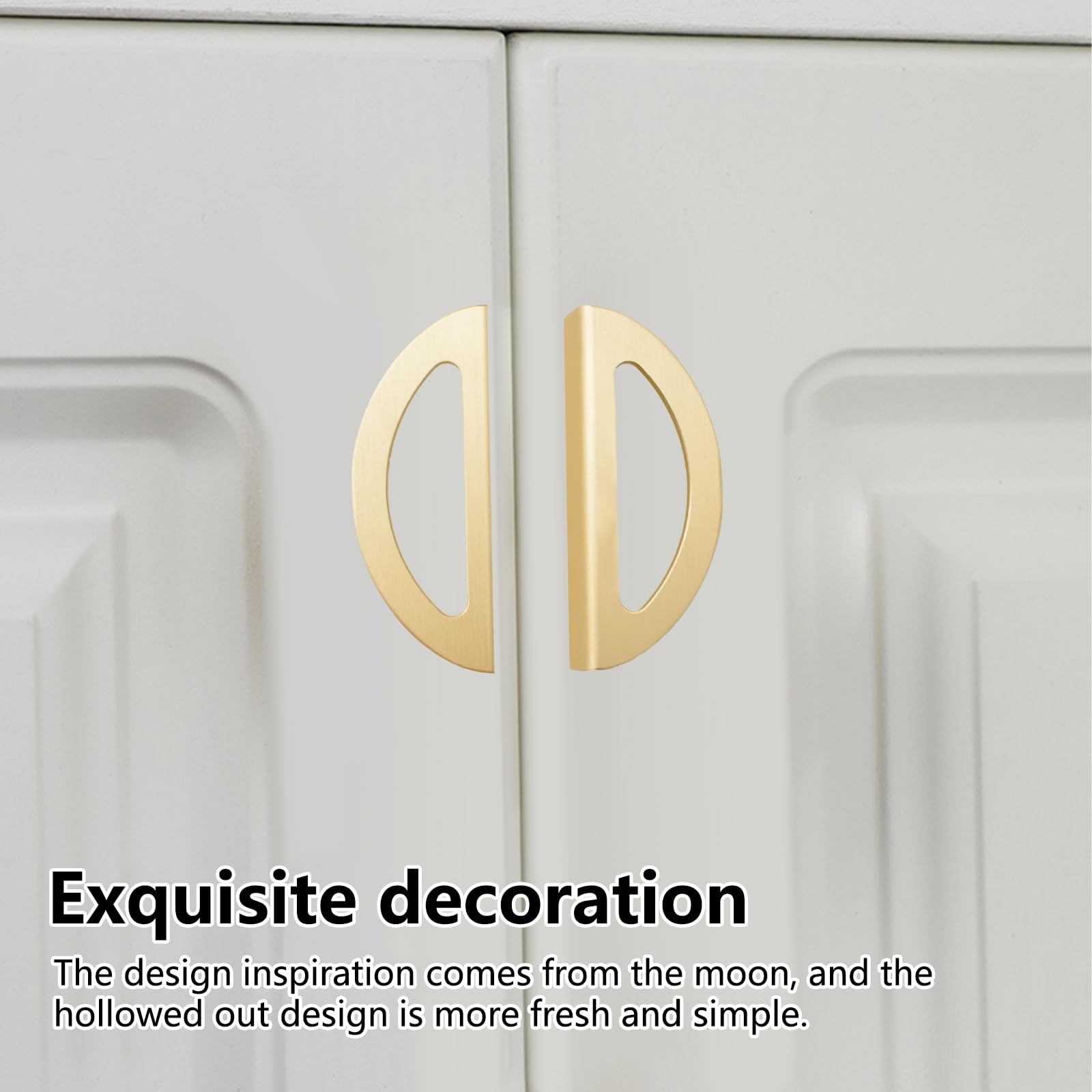 Maniglie Per Cassetti A Mezza Luna - Set 6 Pezzi In Legno Di Faggio, Bianco