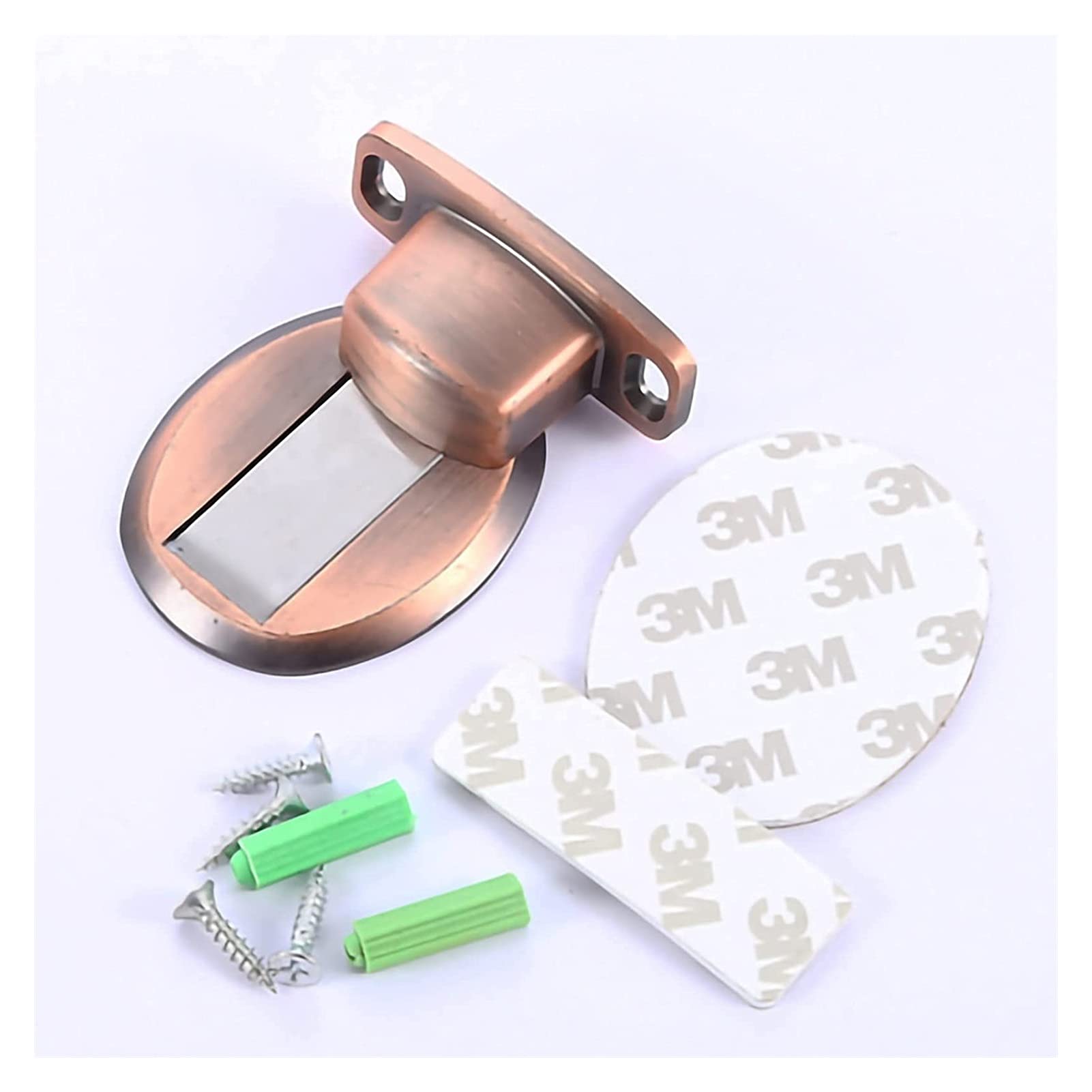 Door Stopper, Magnetic Stainless Steel Door Catch Wall Mount Holder Home Anti-Collision Invisible Stop(Red Bronze)