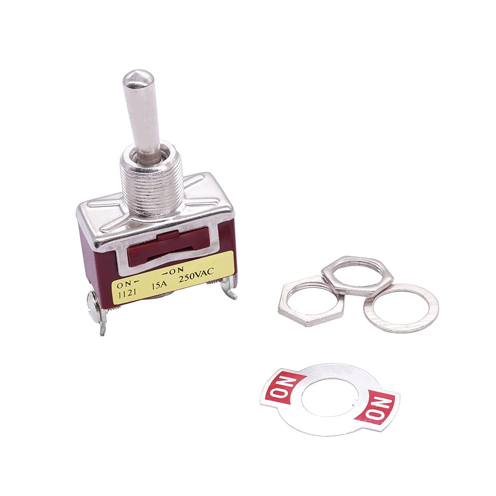 Kippschalter, 3-teilig, universal, robust, 3 Anschlüsse, SPDT EIN/EIN, 20 A, 125 VAC, 2 Positionen, Wippschalter