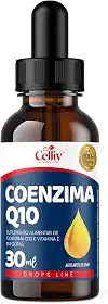 Coenzima Q10 100mg Por Porção e Vitamina E Sabor Menta em Gotas 30ml Celliv
