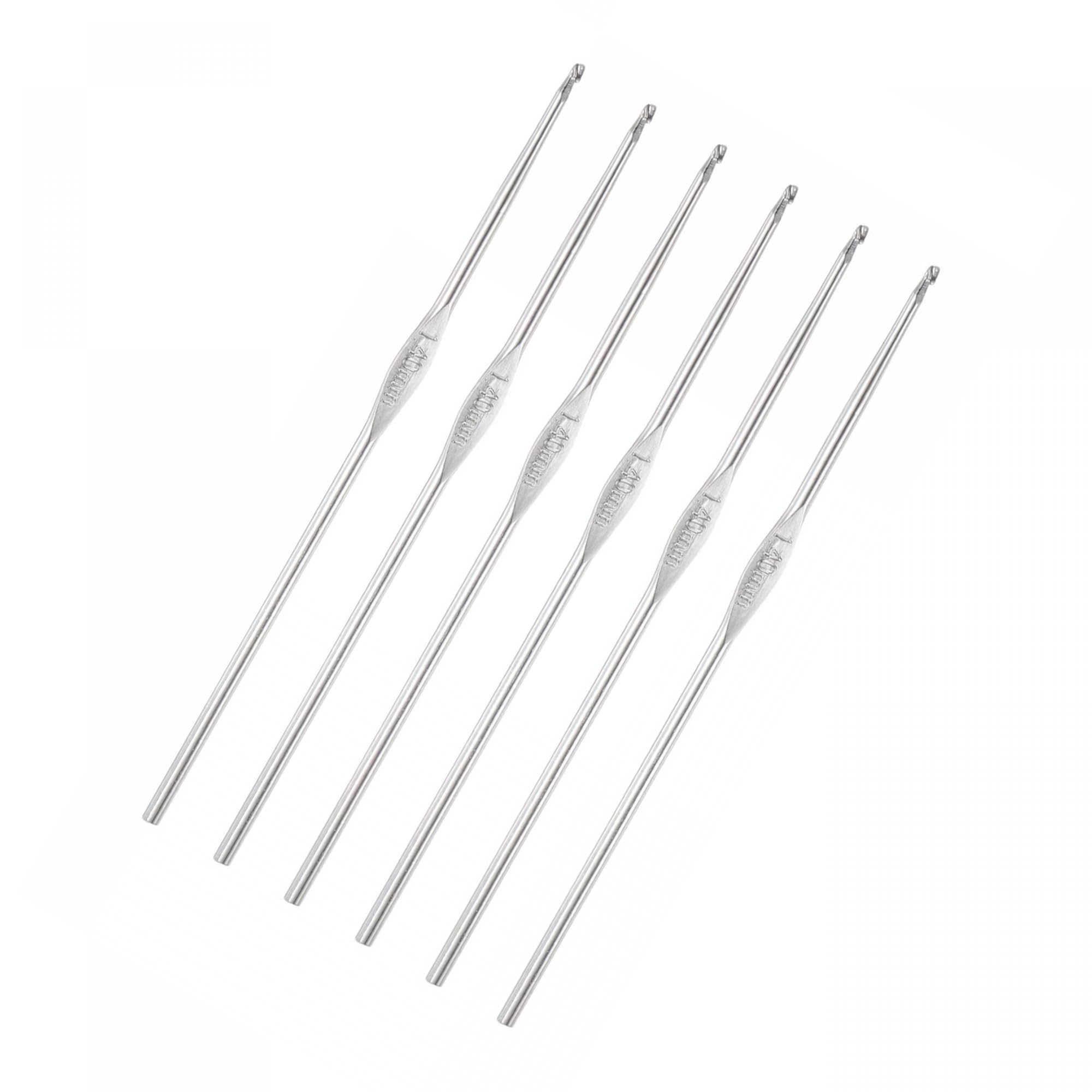 Unifizz 1.4mm Stainless Steel Hooks Knitting Needles for DIY Craft Yarn 6Pcs