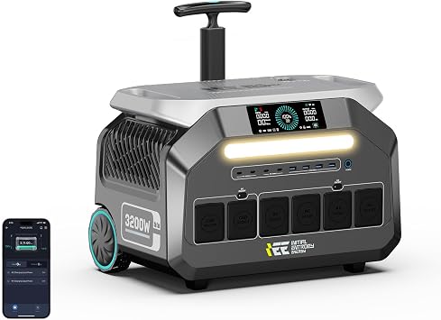 IEE 3200W 6400w Peak Portable Power Station P3200, 2048Wh Solar Generator LiFePO4 Battery, 1.2h Fast Charge, 14 Output Ports, EPS, APP Control, for Home Backup, Camping & RVs, Off-Grid, Emergencies
