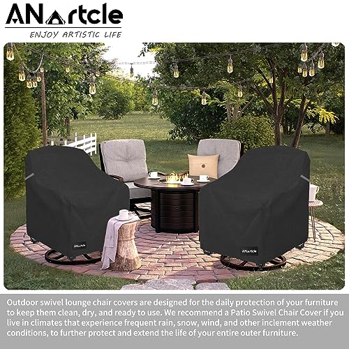 Image of ANartcle Patio Chair Covers,600D Waterproof Heavy Duty Outdoor Lawn Patio Furniture Covers,Patio Swivel Chair Covers for Outdoor Furniture,(32W x 35D x 36H inches)Black