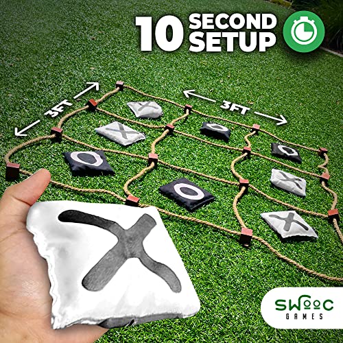 Image of Swooc Games - Giant Tic Tac Toe Game Outdoor (All Weather) | 3ft x 3ft | Instant Setup, No Assembly | Giant Outdoor Games for Adults and Family | Outside Toys | Large Lawn & Backyard Fun | Yard Game