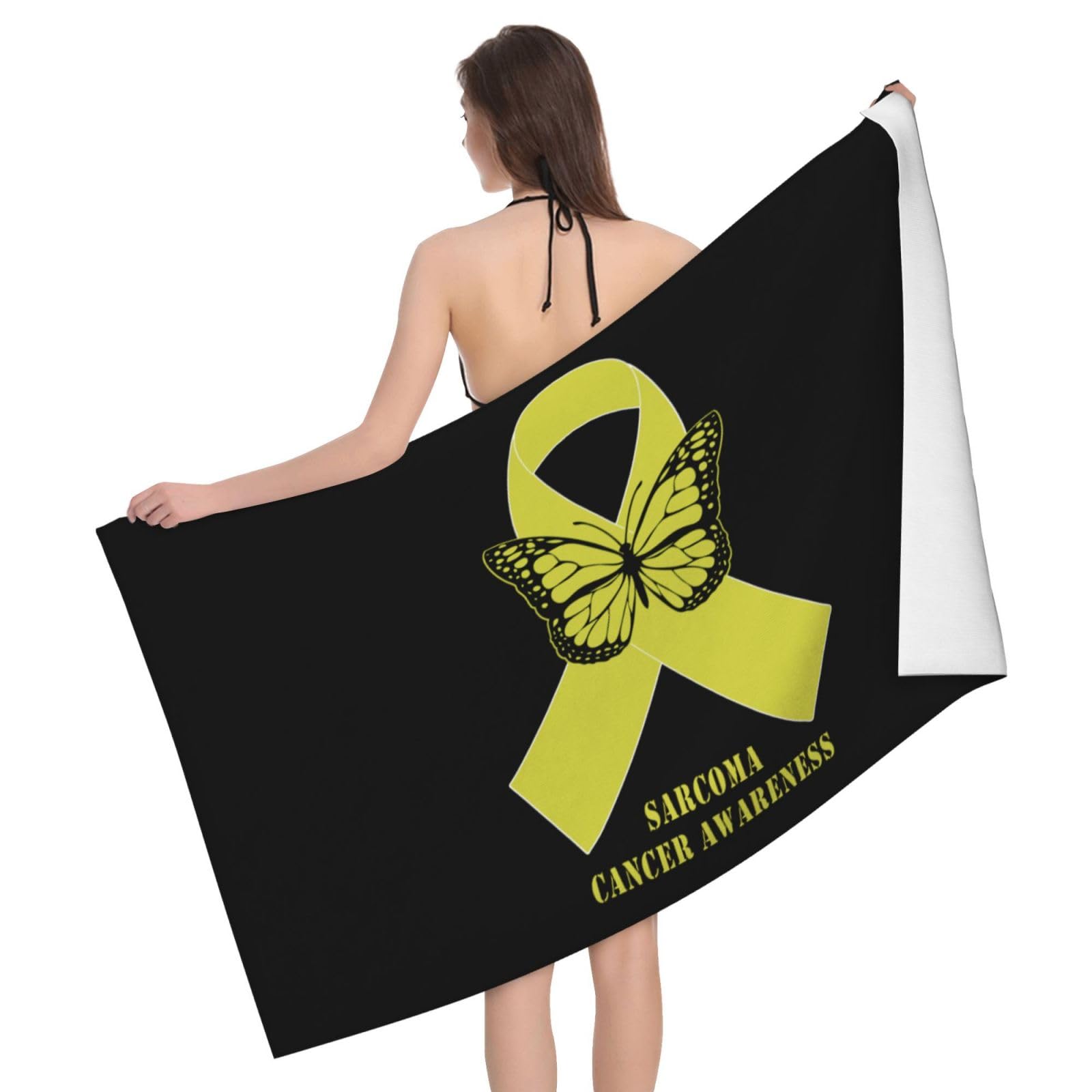 HLBSDM Microfiber Sarcoma Cancer Awareness Beach Towel Quick Dry Soft Sand Free Beach Towels for Pool Swim Beach Lightweight Thin Towels