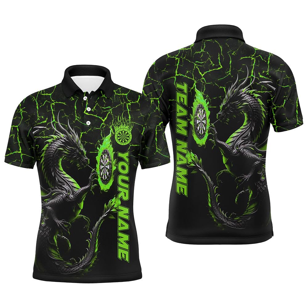 Personalisierte grüne große Drachen 3D-gedruckte Darts-Shirts für Männer & Frauen– Individuelle Team-Liga Darts-Trikots T1842