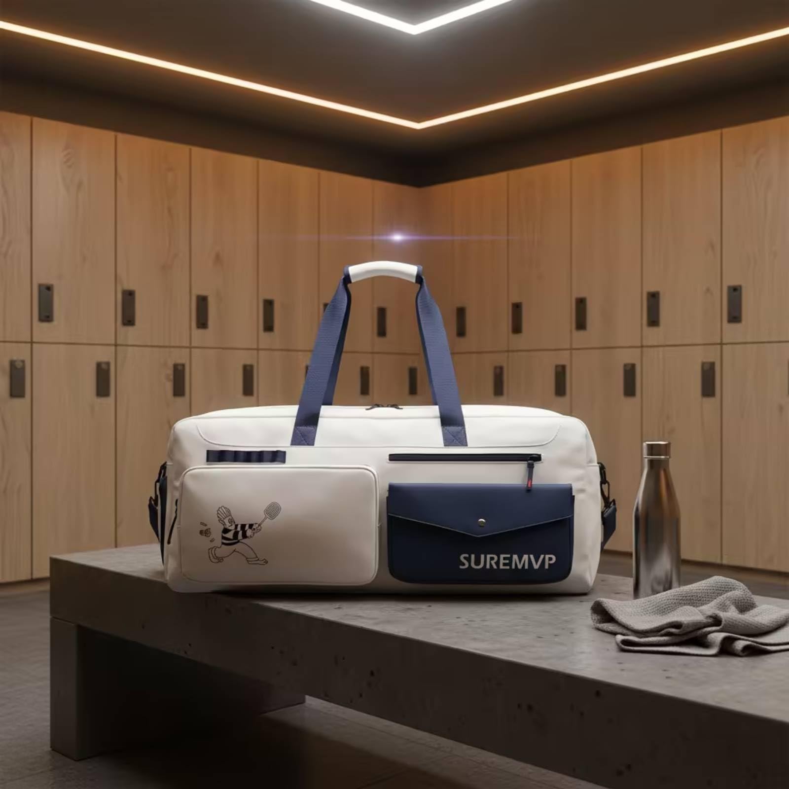 Borsa Porta Racchette Capiente Borsa da Tennis con Scomparto Termico Imbottito Borsone con Scomparto Scarpe per Allenamento, Palestra, Array, D-05 Grigio Borsa Per Racchette