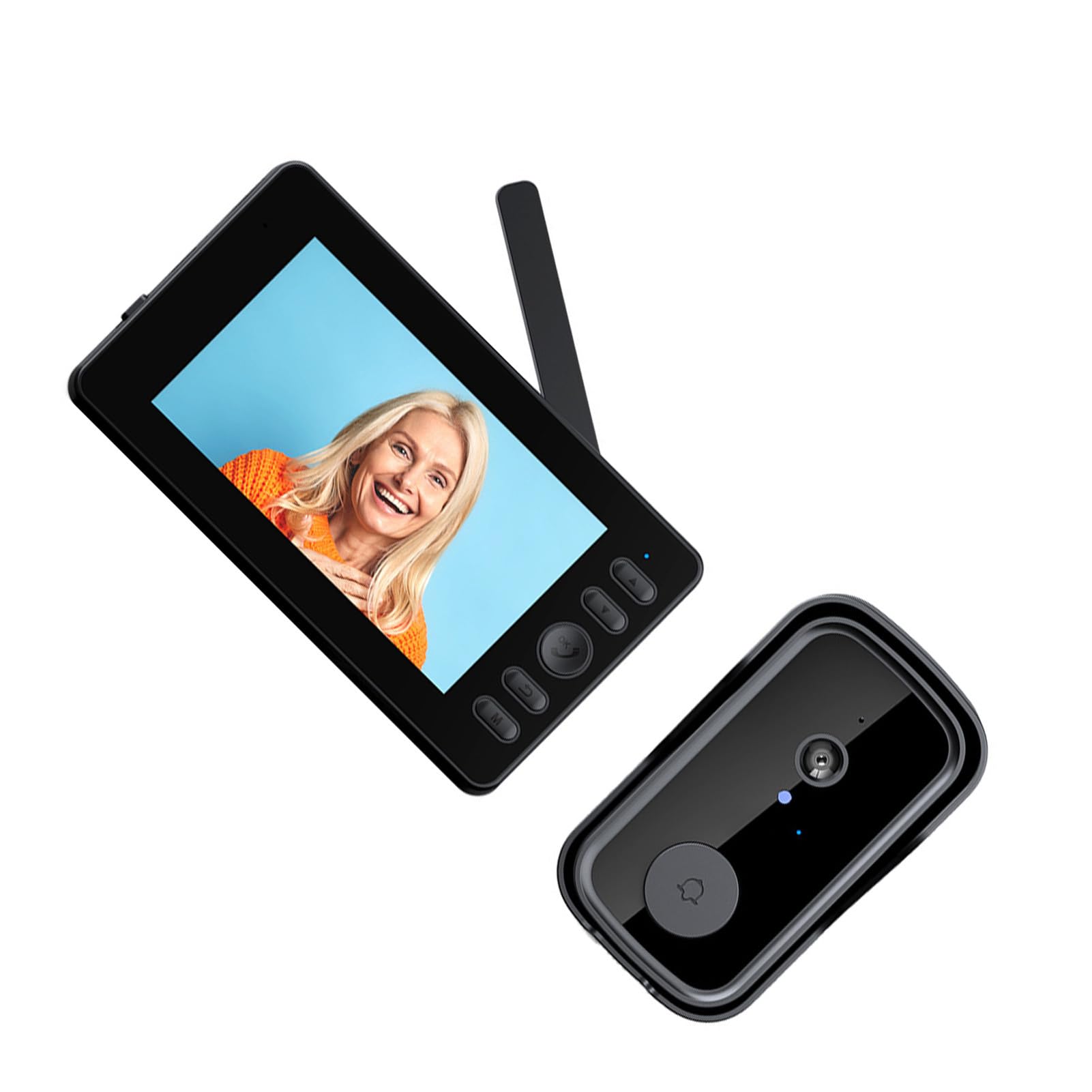 Timbre con Video y reproducción de Pantalla, batería Recargable incorporada, Infrarrojos, visión Nocturna, ABS