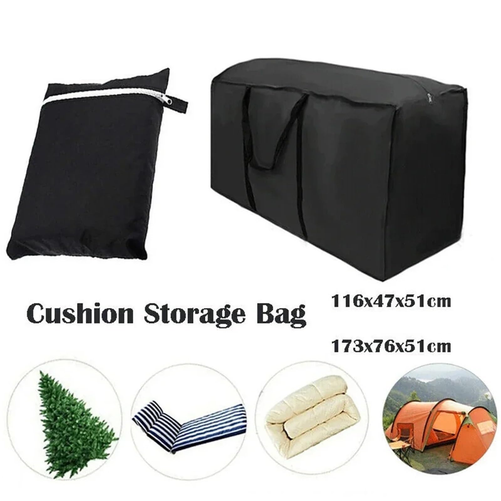 Borsa portaoggetti for cuscini for mobili da giardino in tessuto Oxford 210D, impermeabile, resistente agli strappi, for Per Cuscini(116x47x51cm)