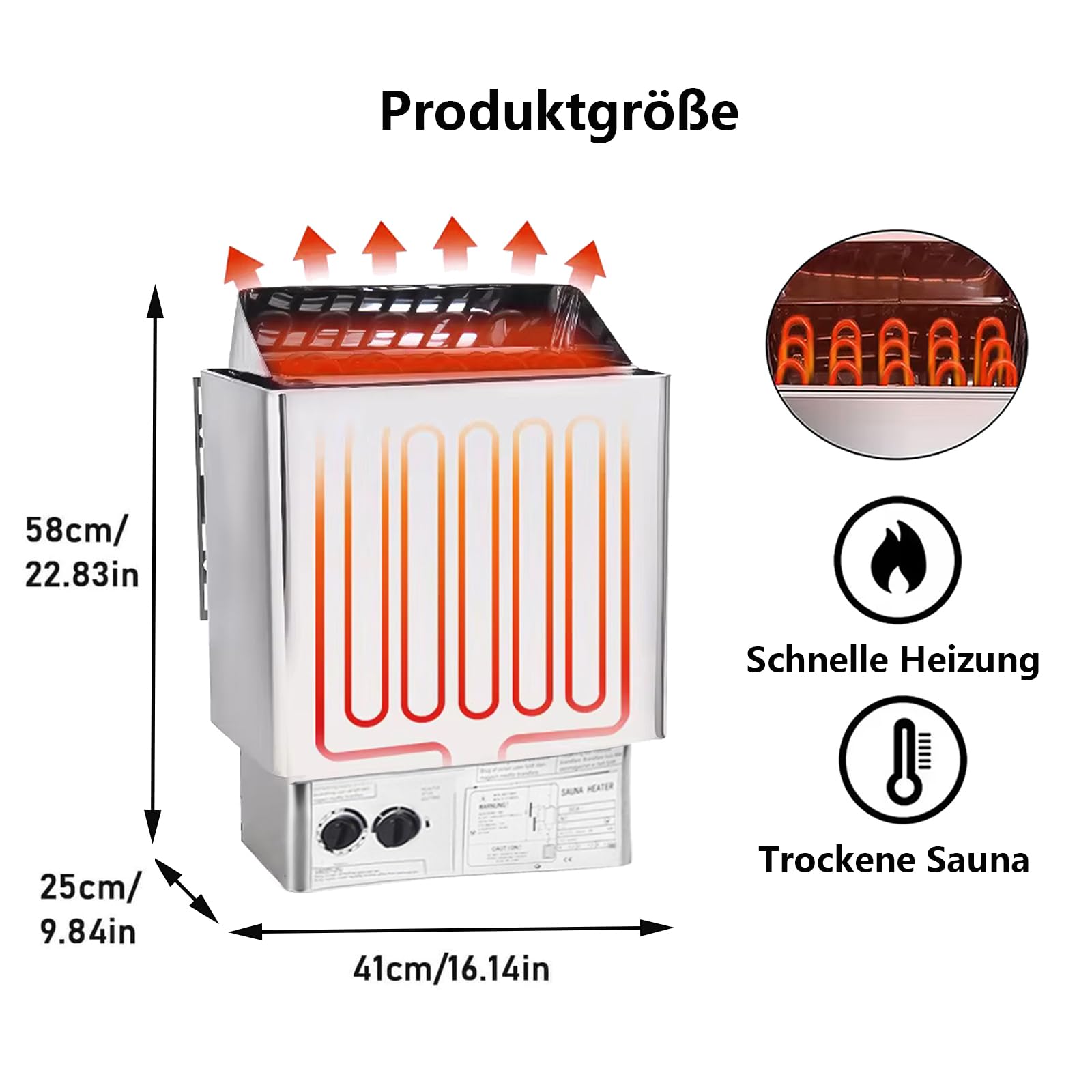 Chauffage électrique pour sauna 3,0 kW 220 V Convient pour sauna de 3 m³
