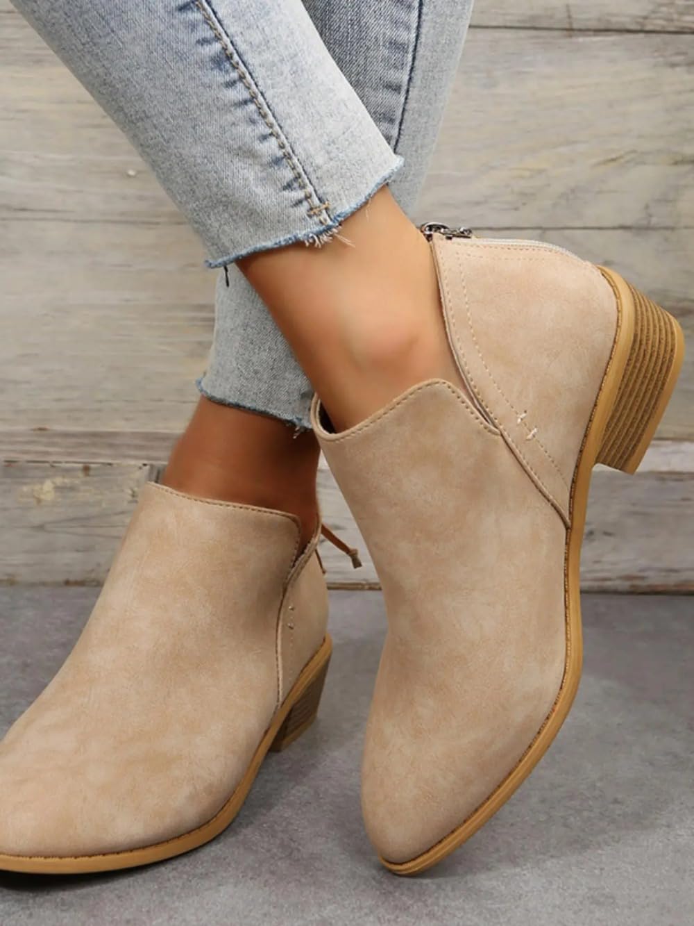 Stivali da donna alla moda tinta unita comfort caviglia Western