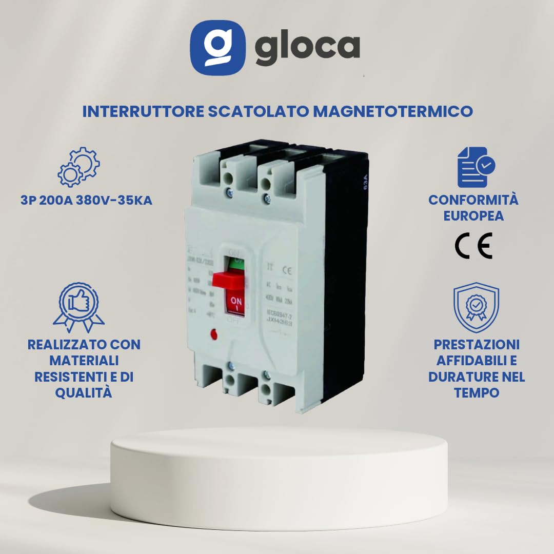 gloca Interruttore Scatolato Magnetotermico 3P 380V (200A 35KA)