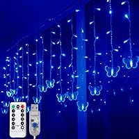 Vista 10 de Lainin Luces de Cortina LED de 13 Pies con 96 LED Alimentadas por USB, 16 Mariposas, Luces Centelleantes, 8 Modos, Luces de Cadena de Hadas