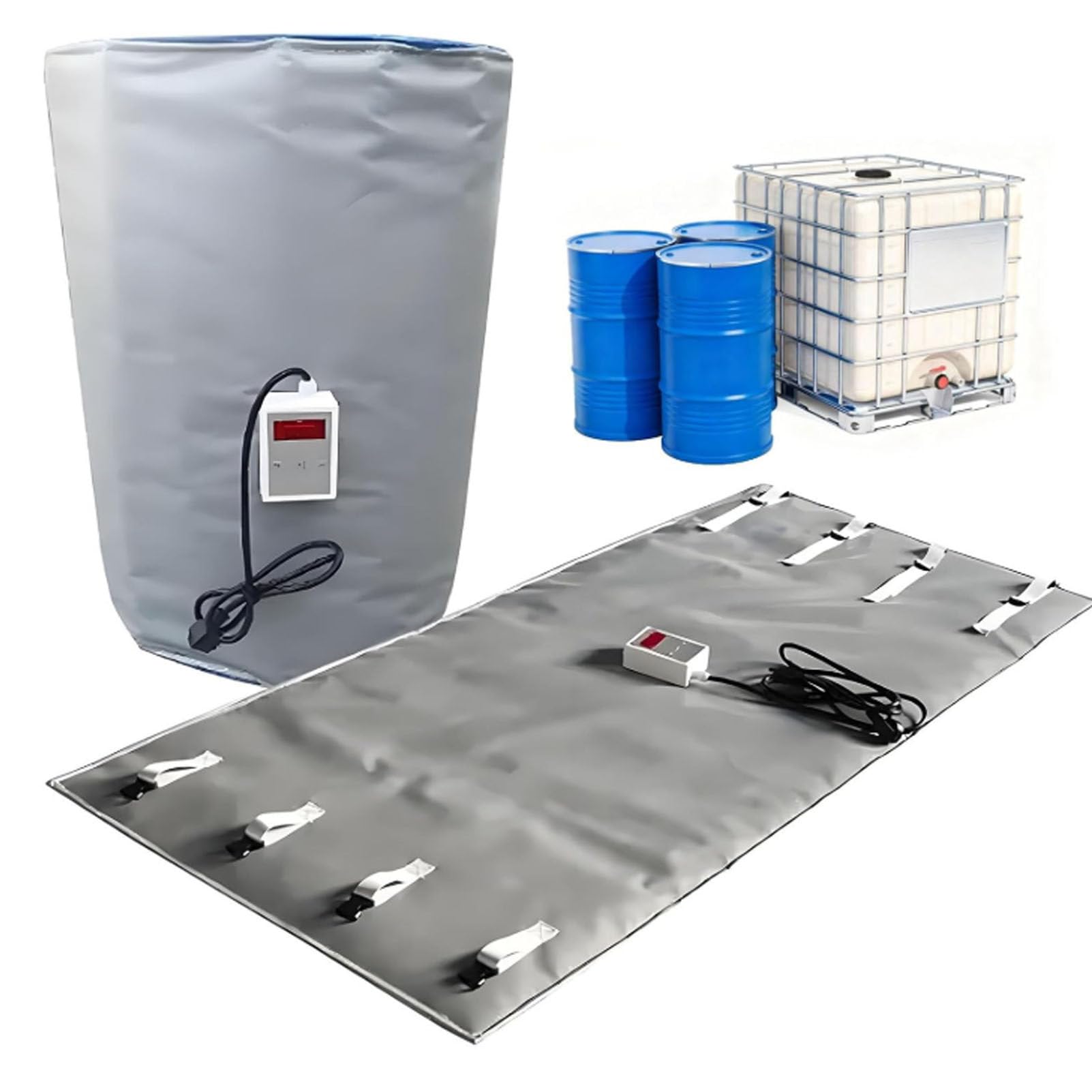 YNBSHGAA Drum Heater for IBC Plastic Tank, 1000L/275Gal Barrel Warming Blanket with 0~120℃ Temperature Controller, Heavy Duty Heating Band for Tote Containers,200L/55Gal
