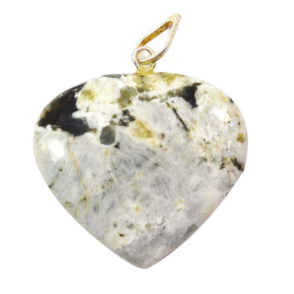 Reiki Crystal ProductsRainbow Moonstone Heart Stone Agate Tourmaline Onyx Quartz Jasper Crystal Stone for Reiki Healing and Healing Stone Pendant for Women's (White, Black)