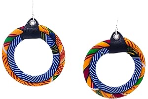 Orange And Blue Tassel Drop Earrings For Party, African Handmade Earrings, African Fabric Jewelry