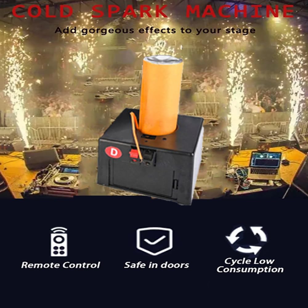 Macchina per Fontana A Scintilla Fredda, Meccanismo di Sparo per Fuochi D'artificio, 1 Controllo, 8 Basi, 30-50M, con Scatola di Protezione, Telecomando, 8 Pezzi, per Matrimoni, Palcoscenici