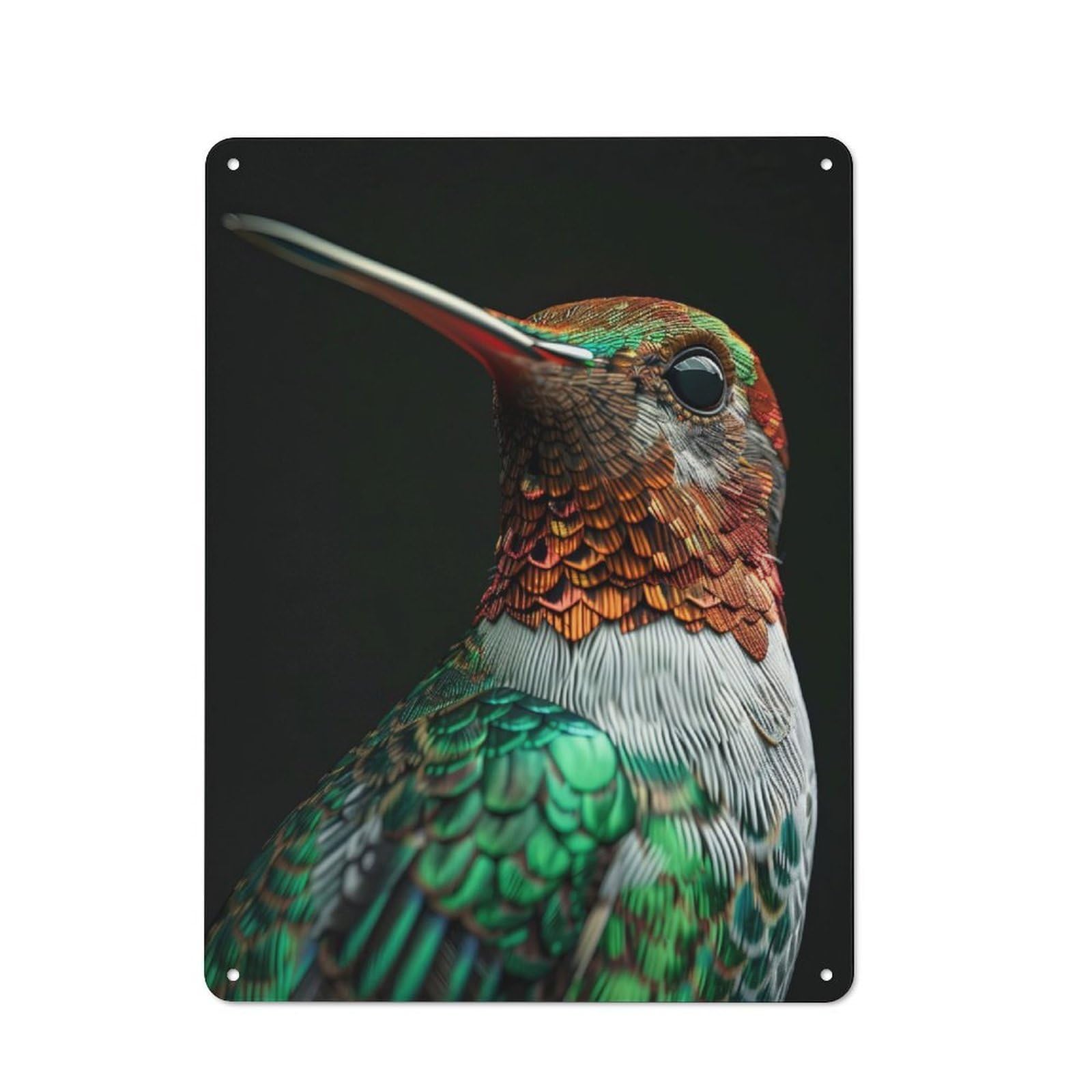 Junmoney Hummingbird Vintage Metal Plaque 40X30cm For Home Office Or Studio, Seasonal Metal Wall Decor For Winter Interiors