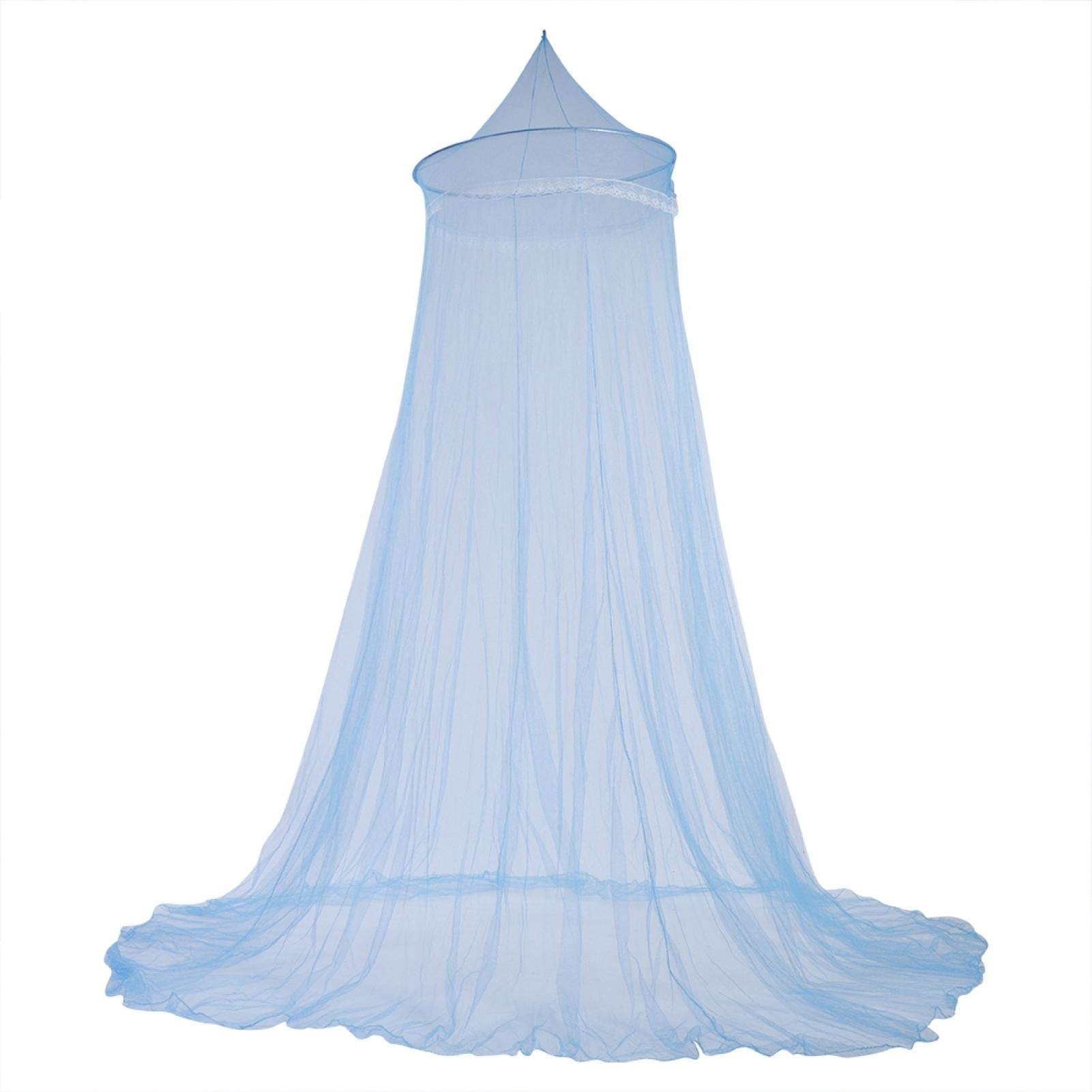 Lace Mosquito Net, Mosquito Repelling Net, Elegant Lace Canopy Curtains Insect Protection Hanging Canopy with Large Screen Opening Dome Bed Canopy for Girls Room, Pink/Green/Blue/White(blue)