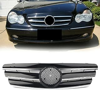 Grilles de radiateur avant en ABS de voiture, adaptées à Mercedes Benz Classe C W203 C280 C320 C240 C200 C63 2000-2006, Grille centrale de style de voiture, Noir, Grille centrale de pare-chocs avant