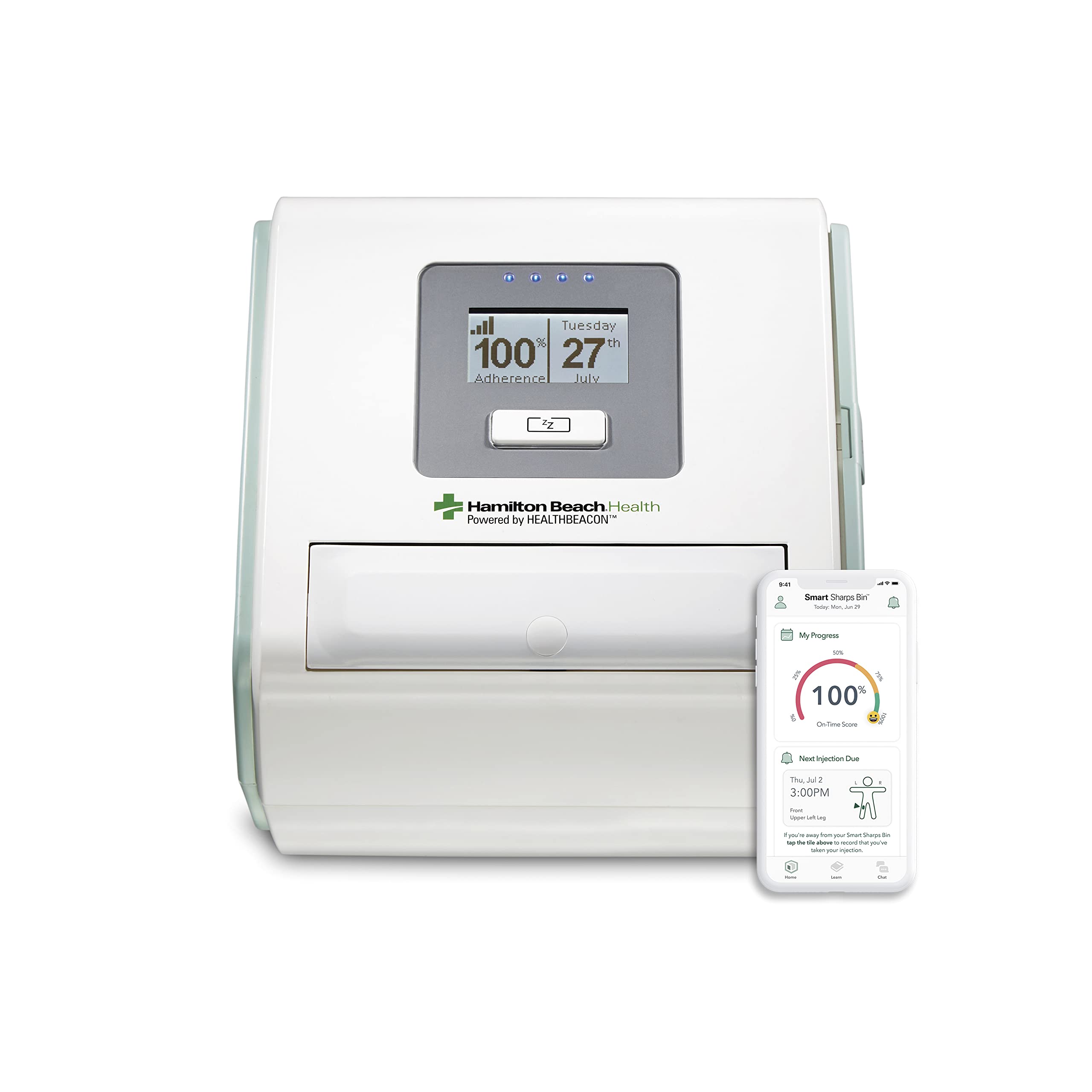 Smart Sharps Bin, Complete Injection Care Management System with App, Hassle-Free Syringe & Needle C