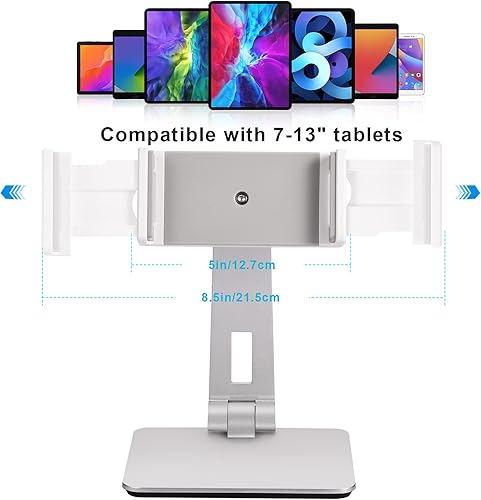 Miniatura 6 de Soporte para tablet ajustable y plegable, soporte giratorio de aluminio pesado de 360 para escritorio, compatible con iPad ProAirMini, Galaxy Tab,