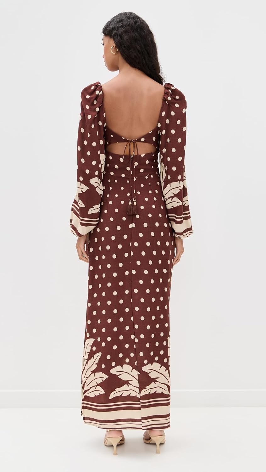Women's Cropped Palm Tree Print Crepe Dress - Image 3