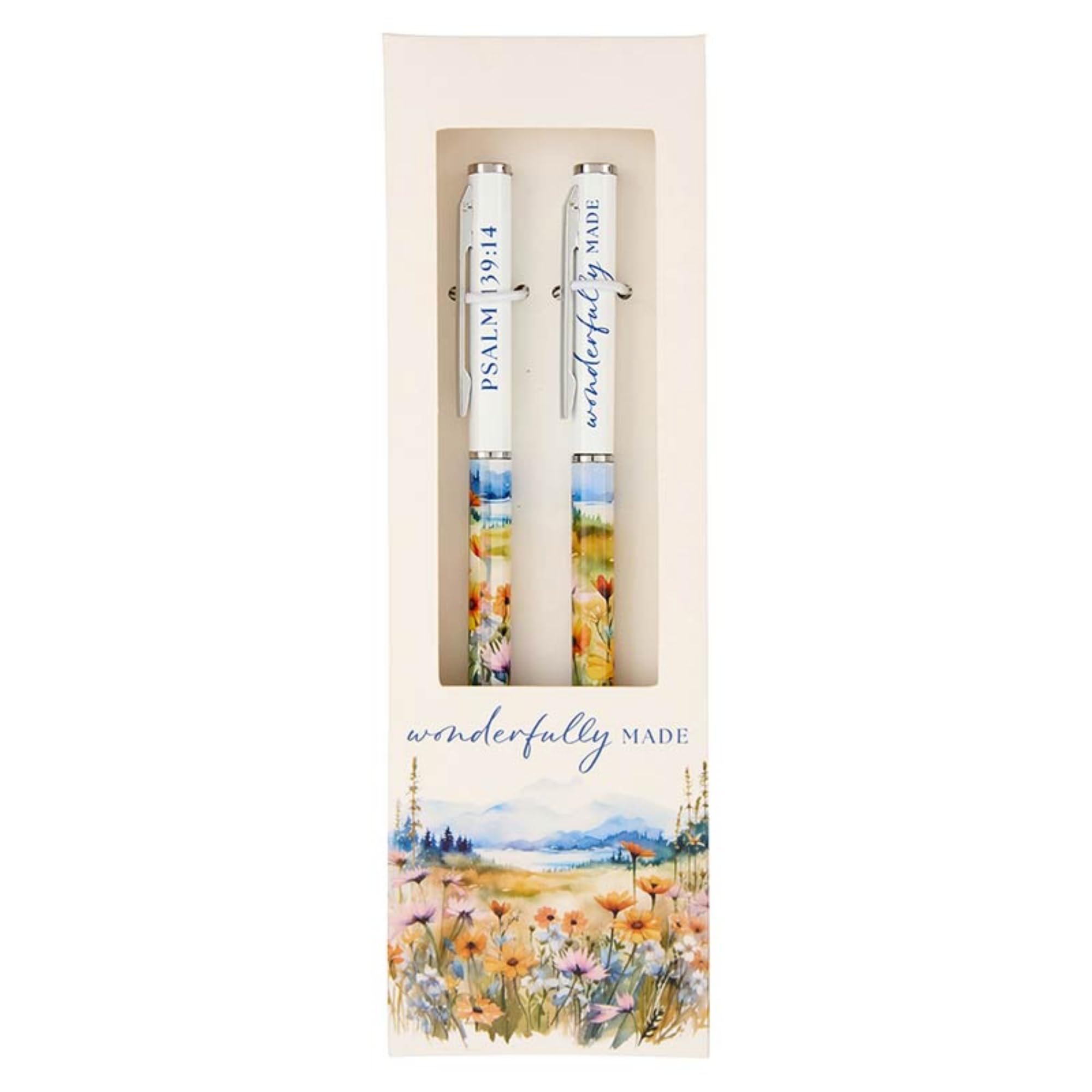 Faithworks Inspirational Pen - Refillable Ballpoint Pens Gift Boxed Floral with Scripture Set of 2 Fearfully Wonderfully Made — view 2