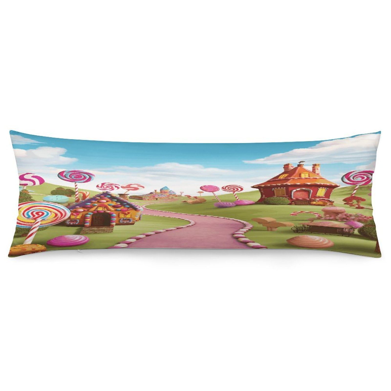 Candy Pillowcase Long Body Pillow Cover Soft Decorative Body Pillow Case Breathable Large Pillowcase Cute Cozy Pillow Protector for Bed Sofa Couch Room 18.9 X 53 Inch