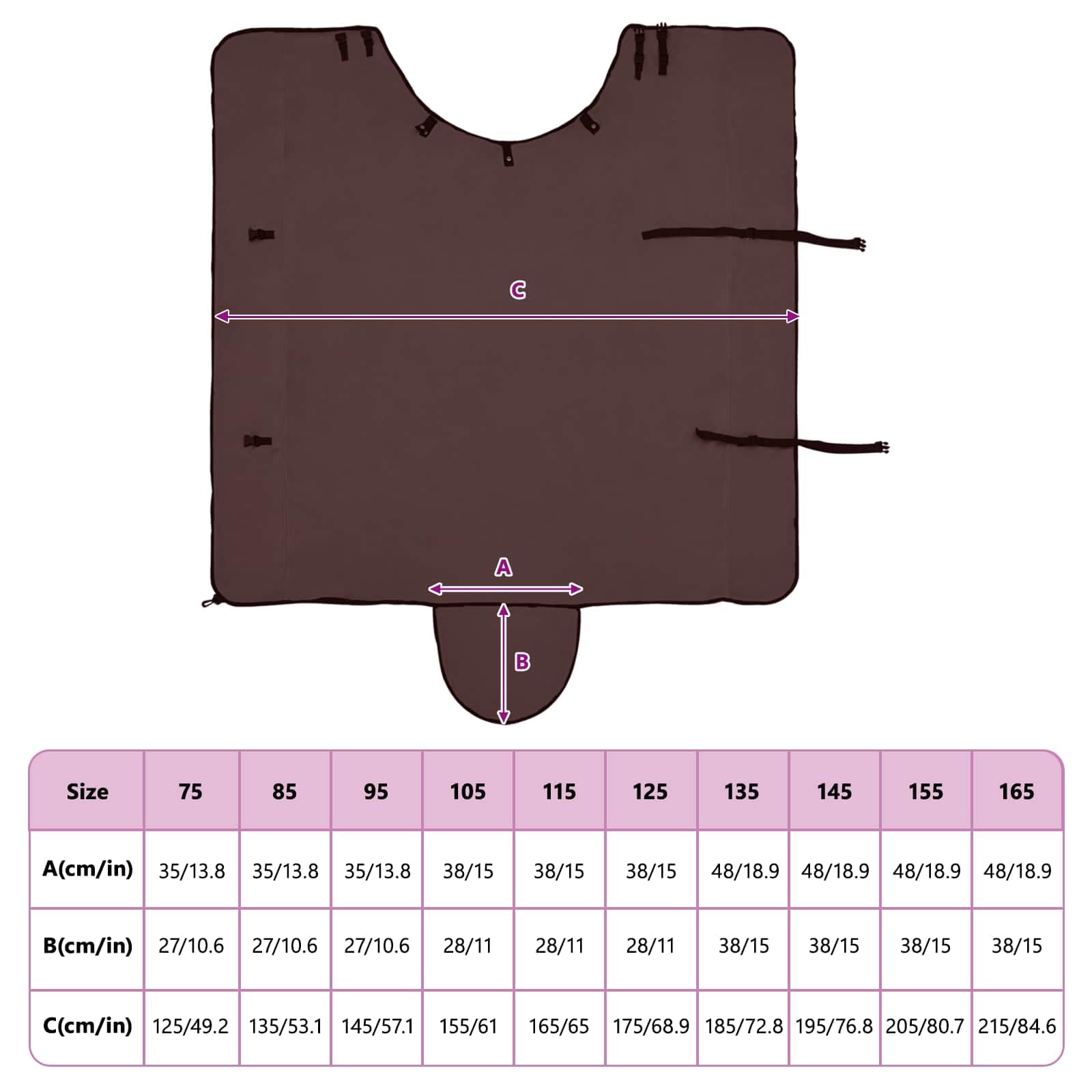 Manta para caballo, 135 cm, poliéster, transpirable, ligera, para entrenamiento, establo y transporte, sin cubierta para el cuello, color marrón oscuro