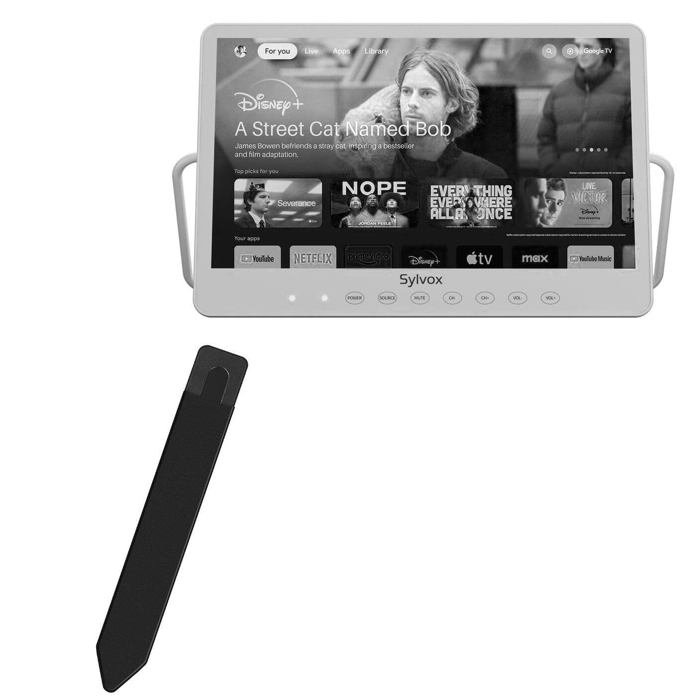 BoxWave Stylus Pouch Compatible with Sylvox Waterproof Portable TV PT16A0KGGB (15.6 in) - Stylus PortaPouch, Stylus Holder Carrier Portable Self-Adhesive - Jet Black