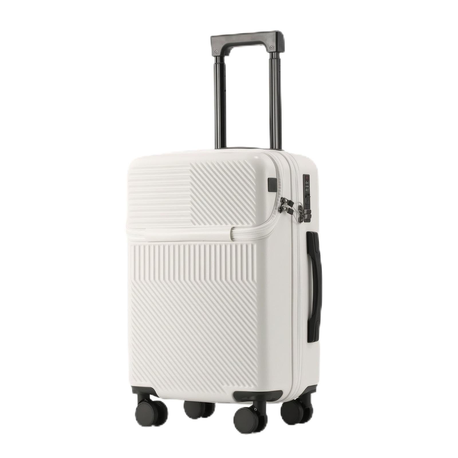 20 Inch Suitcase with Rotating Wheels Hard-Sided Suitcase with Front Pocket Secure Carry Luggage for Passengers, Commuters, Travel, Air Travel White 20 Inch-picture-13