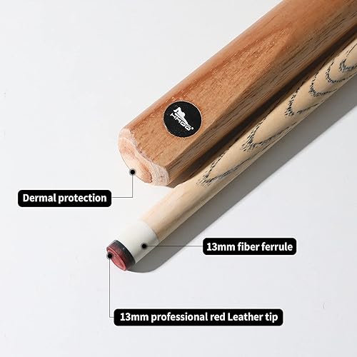 Miniatura 4 de HMQQ Taco de billar de una pieza de 58" con punta de cuero de 13MM, peso 20OZ, taco de billar, juego de palos de billar de 4juego de 6juego de 8