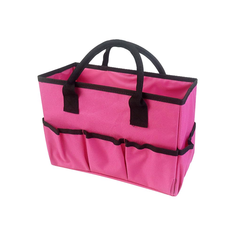 Cleaning Bag, 600D Oxford Fabric Tool Organizer Bag Heavy Duty Cleaning Organiser for Home, School, Office (Rose Red)
