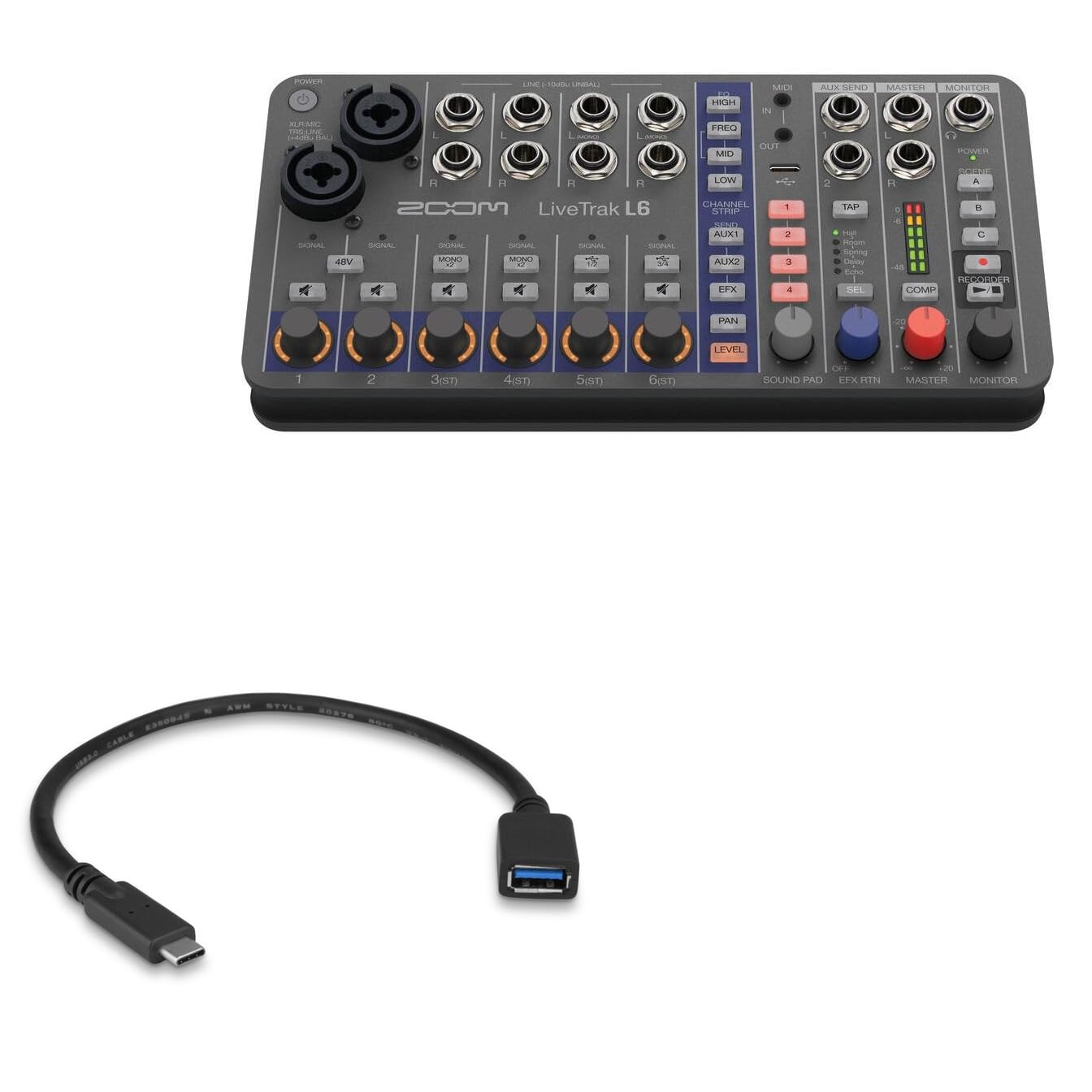 BoxWave Cable Compatible with Zoom LiveTrak L-6 Portable 6-Channel Digital Mixer - USB Expansion Adapter, Add USB Connected Hardware to Your Phone