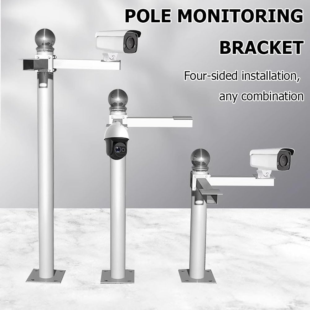 Este Soporte para cámara de vigilancia, Soporte Universal para Pared y Techo para cámaras Domo, Poste de Metal Resistente a la Intemperie, Longitud Ajustable de 100 cm.