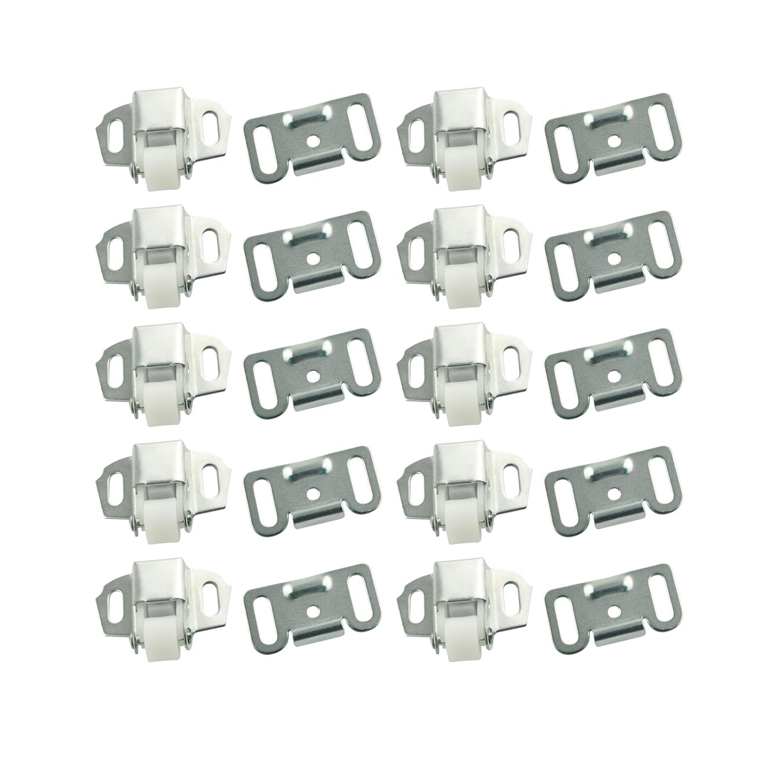 Buxuaaaa White Zinc 10Pcs Cabinet Door Roller Snapping Switches Clip Wardrobe Door Buckle Flat Bottom Low Leg Doors Clip Easy Install Cabinet Roller Snapping Switches