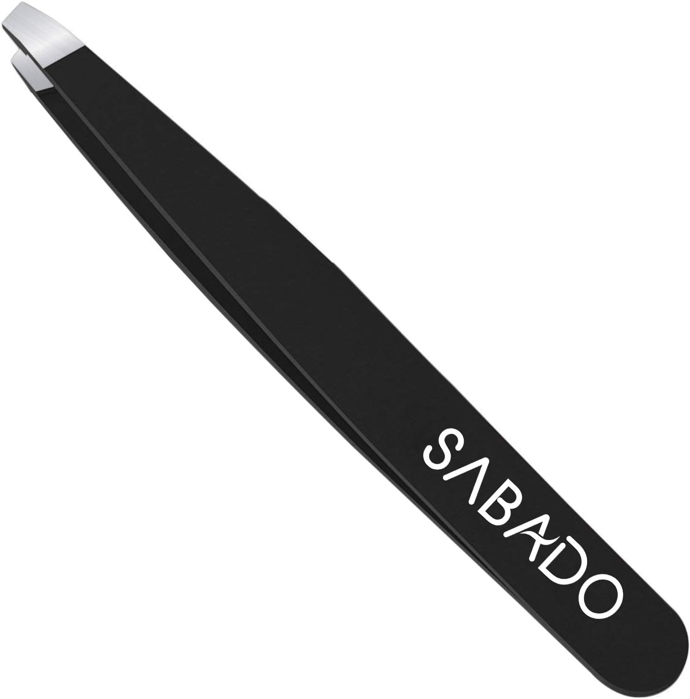 Tweezers Precision - Best Eyebrow Tweezers for Women - Professional Stainless Steel Slant Tip Tweezer for Ingrown Hair, Facial Hair, Eyelash, Brow Shaping (Black)