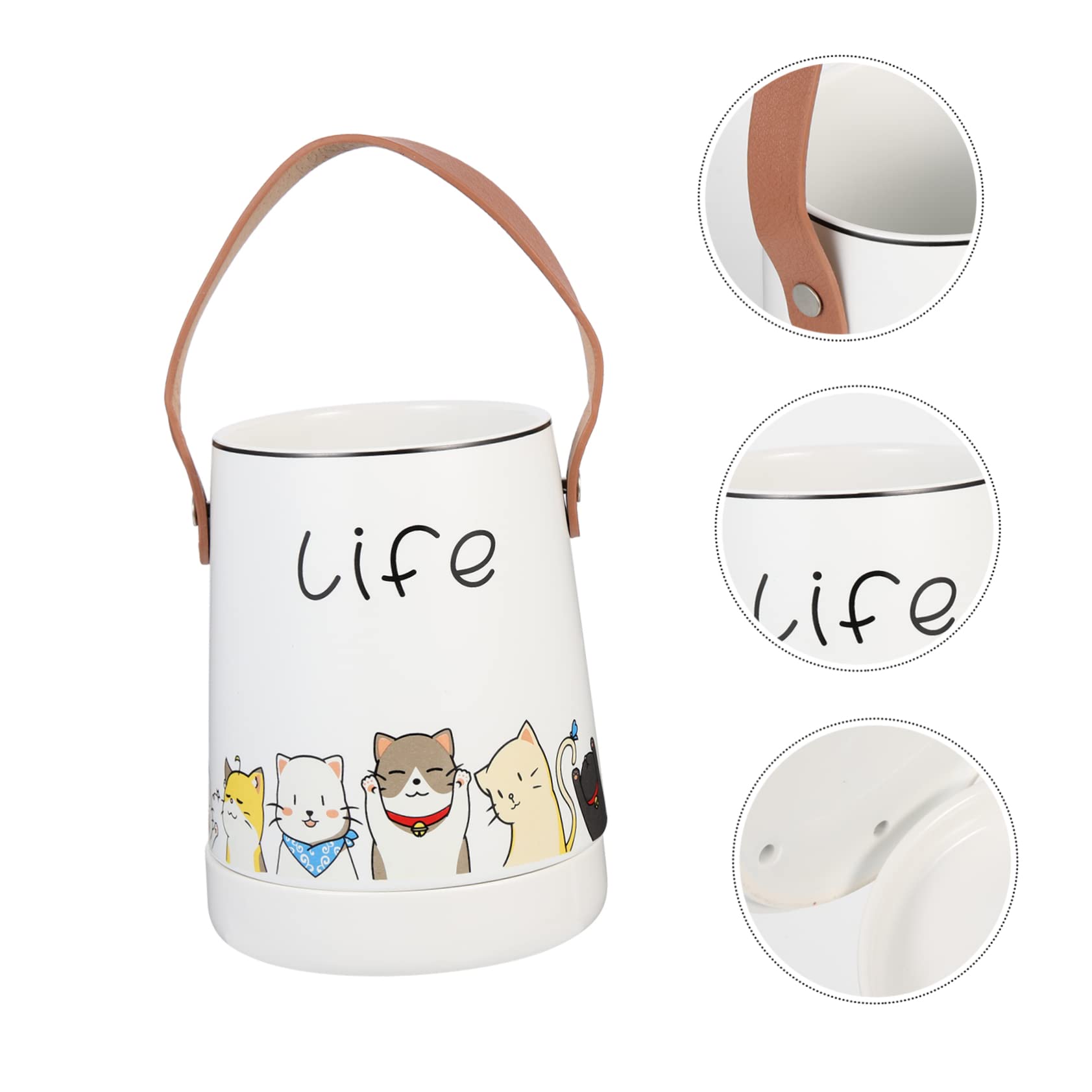 PRETYZOOM Organisateur de Baguettes en Céramique Blanc Porte-ustensiles Drainant pour Fourchettes et Cuillères, Support Simple et Stylé pour Rangement Cuisine