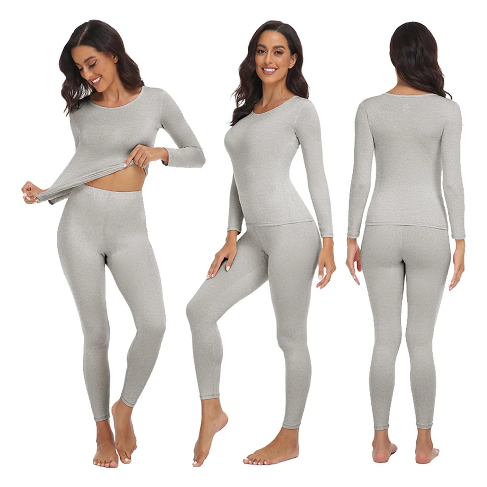 Camiseta Termica Mujer Conjunto De Ropa Interior Térmica Paquete De 2 Piezas: Camiseta Larga De Forro Polar Suave For Mantener El Calor En Climas Fríos. Ropa De Invierno para Mujer