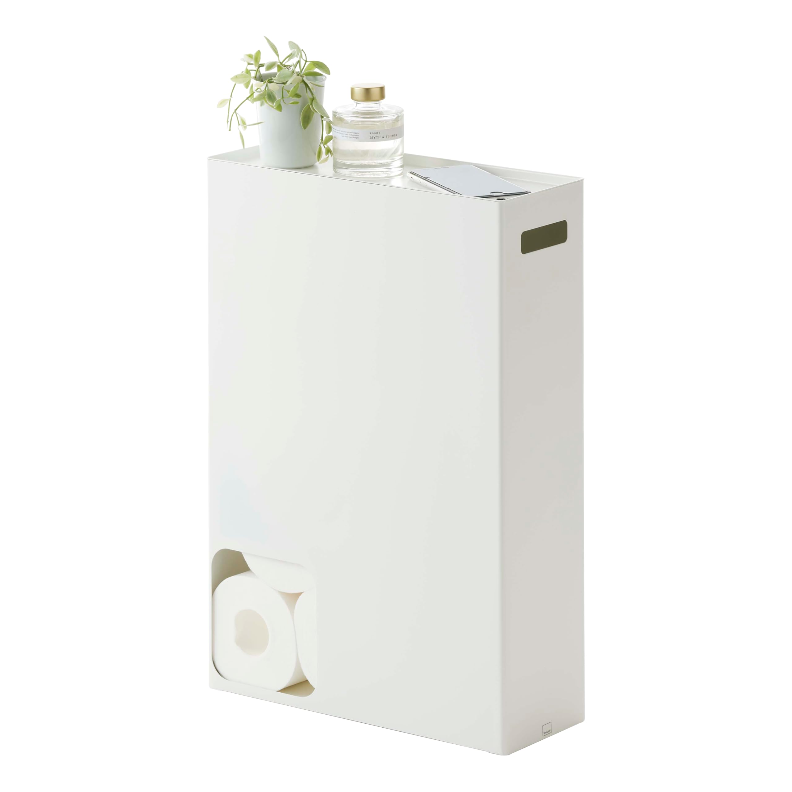 Yamazaki Home Plate Toilet Paper Stocker - Bathroom Storage Organizer Dispenser - Steel - Holds 8-12 Toilet Paper Rolls