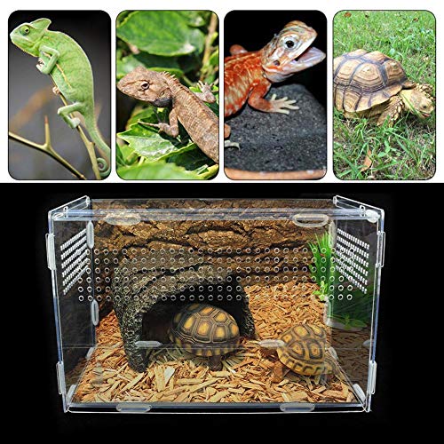 Cuffslee Insectenvoerdoos, 33,5 x 18 x 20 cm, acryl-reptielen, voedingsbox insectenspinnen, acryl-kweektank, glazen container voor mini-dierenhuizen - Afbeelding 5