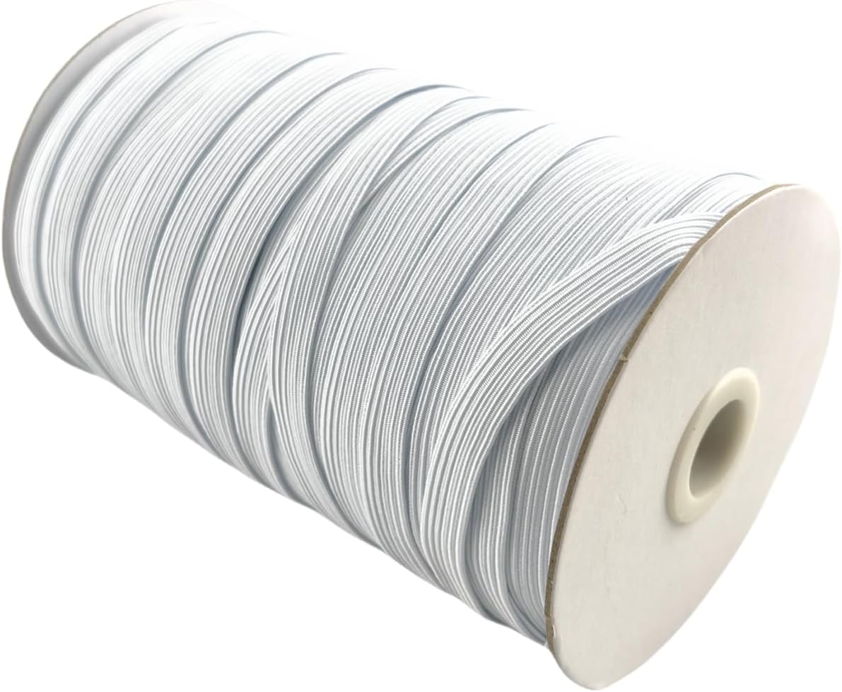 Elastic Ribbed Fabric Spool Elastic Bands Elastic Rope Elastic Cord Heavy Stretch Elastic Spool Knit for Sewing SJDX (Off White-OW, 100 yds 10mm(2/5''))