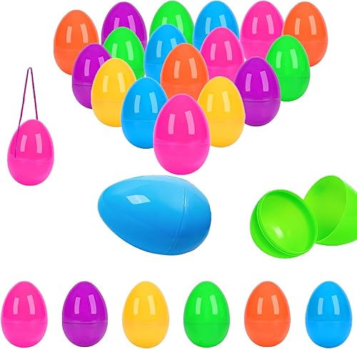YXI 36 huevos de Pascua de plástico relleno de cesta de Pascua de 35 pulgadas huevos de Pascua colgantes de 6 colores regalos de Pascua rellenables