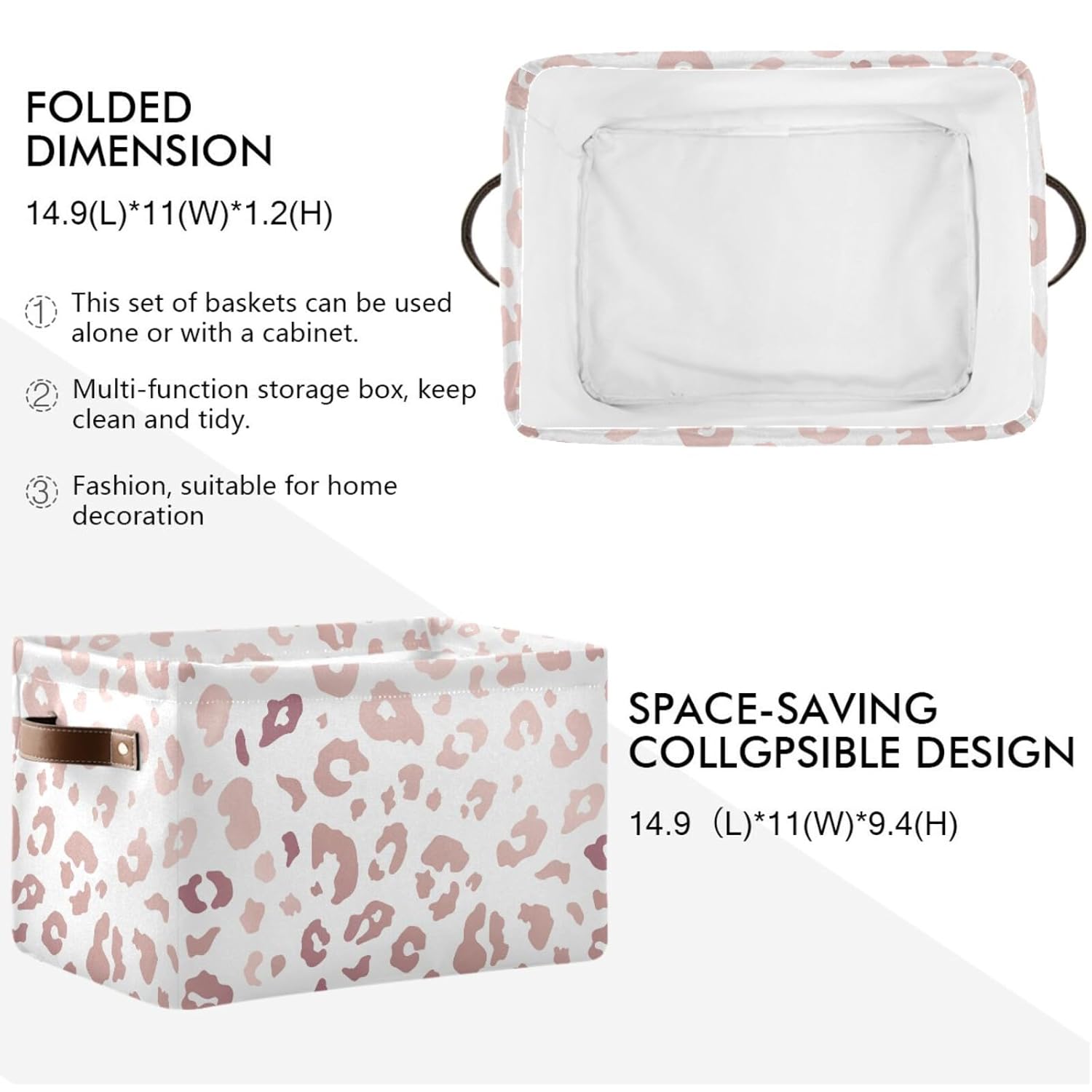 MNSRUU Storage Basket Floral Dahlia Pattern Collapsible Organizer Basket with PU Handles, Waterproof Nursery Laundry Basket Large Capacity