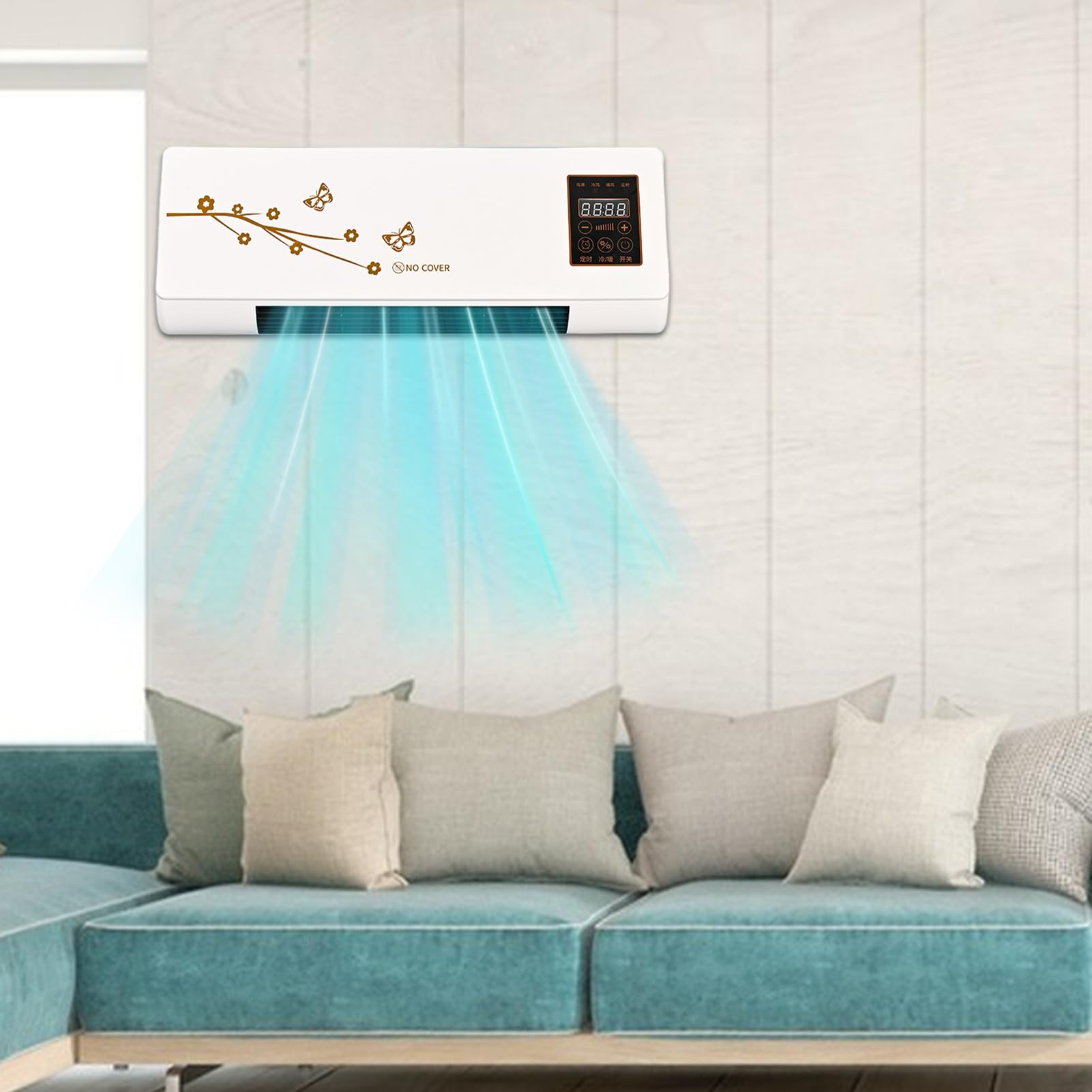 Aire Acondicionado de Pared - Aire Acondicionado Portátil,Con Función Frío y Calor, Silencioso y Temporizador 24H para Cocina, Coche, Hogar, Apartamento,